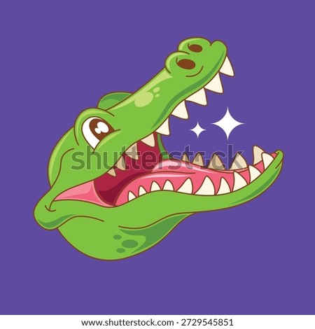 Hand drawn cute cartoon crocodile head vector illustration