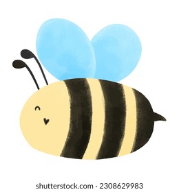 Hand drawn cute cartoon flying bee animation element illustration.