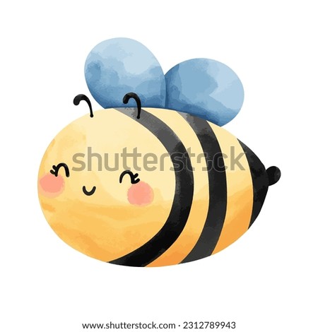 Hand drawn cute cartoon flying bee element illustration.