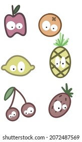 Hand drawn cute cartoon fruit