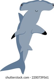 hand drawn cute cartoon hammerhead shark vector