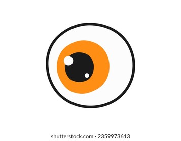 Hand drawn cute cartoon illustration little eyeball. Flat vector Halloween and Thanksgiving sticker. Globe of the eye in doodle style. Vision organ icon. Isolated on white background.