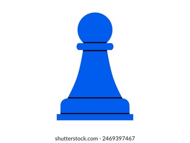 Hand drawn cute cartoon illustration of pawn. Flat vector chess figure in doodle style. High ambitions. Strategy or intelligence icon. Success in competition. Tactic thinking. Board game. Isolated.