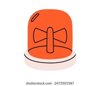 Hand drawn cute cartoon illustration of emergency warning light. Danger alarm siren. Flat vector problem caution signal in doodle style. Ambulance lamp icon. Urgency alert flasher. Isolated.