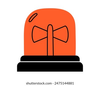 Hand drawn cute cartoon illustration of emergency warning light. Danger alarm siren. Flat vector problem caution signal in doodle style. Ambulance lamp icon. Urgency alert flasher. Isolated.