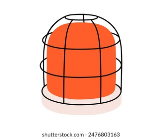Hand drawn cute cartoon illustration of emergency warning light. Danger alarm siren. Flat vector problem caution signal in doodle style. Ambulance lamp icon. Urgency alert flasher. Isolated.