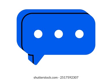 Hand drawn cute cartoon illustration speech bubble with three dots. Flat vector comment message doodle. Online relationship. Social media addiction icon. Communication app. Chat notification. Isolated