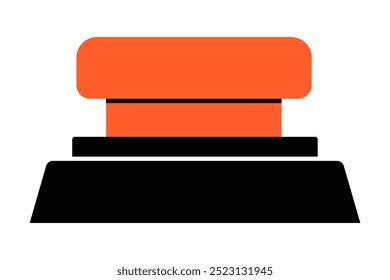 Hand drawn cute cartoon illustration emergency warning red button. Danger alarm pressbutton. Flat vector problem caution sign in doodle style. Security breach. Stop signal. Launch or start. Isolated.