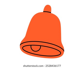 Hand drawn cute cartoon illustration of notification bell. Flat vector attention message doodle style. Online reminder concept. Social media icon. Communication app. Chat notification. Isolated.