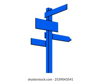 Hand drawn cute cartoon illustration street sign. Flat vector road direction choice doodle. Business plan icon. Navigation guide. Strategy solution. Way decision. Searching for opportunity. Isolated.