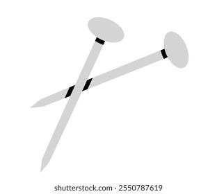 Hand drawn cute cartoon illustration of nails instrument. Flat vector repair tool in doodle style. Support service hardware icon. Settings or fix problem. Find solution. Isolated.