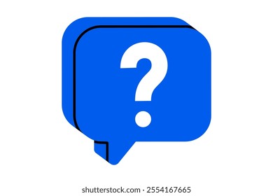 Hand drawn cute cartoon illustration of speech bubble with question mark. Flat vector problem message doodle style. Ask for advice. Social media icon. Support or service. Seeking for help. Isolated.