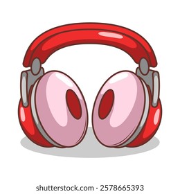 Hand drawn cute cartoon illustration of wireless headphones. Flat vector headset sticker in simple colored doodle style.


