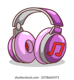 Hand drawn cute cartoon illustration of wireless headphones. Flat vector headset sticker in simple colored doodle style.

