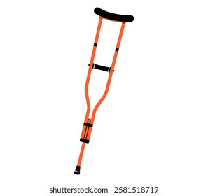 Hand drawn cute cartoon illustration of underarm crutches. Flat vector disability device doodle. Health care treatment sticker, icon. Rehabilitation hospital cane. Diversity or inclusion. Isolated.