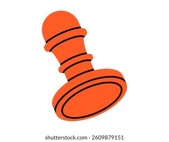 Hand drawn cute cartoon illustration of ink stamp. Flat vector business approval seal sticker in doodle style. Successful contract. Sign the document icon or print. Legal agreement. Isolated.