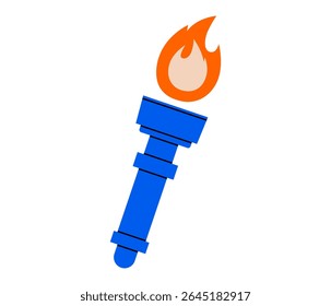 Hand drawn cute cartoon illustration of torch with fire. Flat vector competition or contest winner doodle. Victory or triumph sticker, icon. Sport champion reward. Competition achievement. Isolated.