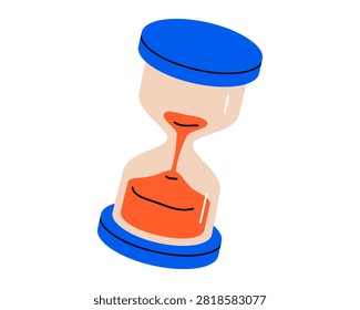 Hand drawn cute cartoon illustration of hourglass or sandglass. Flat vector time tracking concept doodle. Project management icon. Work and life balance. Business schedule planning. Isolated.