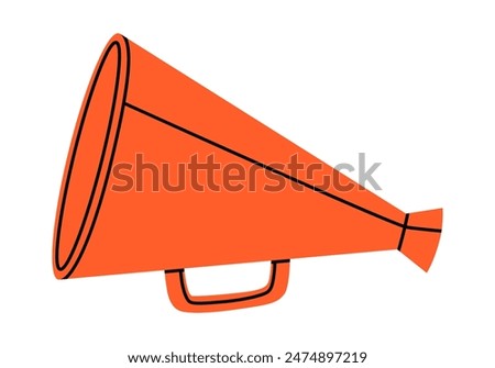 Hand drawn cute cartoon illustration retro megaphone or loudspeaker. Flat vector store promotion, announcement, advertisement bullhorn sticker doodle. News alert icon. Communication speaker. Isolated.