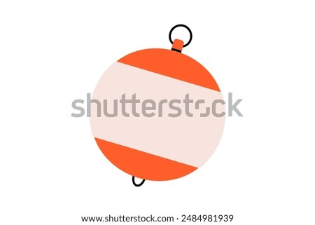 Hand drawn cute cartoon illustration water buoy. Flat vector safety beach buoy doodle style. Swimming area limitation. Support or help icon. Protection or assistance. SOS. Danger situation. Isolated.