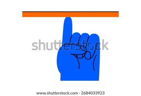 Hand drawn cute cartoon illustration of hand holding balance seesaw. Flat vector mass measurement device in arm doodle. Equal in weight or value icon. Comparison of two things. Isolated.