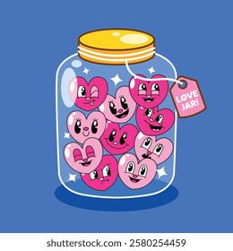 Hand drawn cute cartoon love jar vector illustration