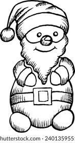 Hand drawn cute cartoon santa claus. Vector illustration.