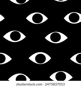 Hand drawn cute cartoon seamless pattern with mystery eyes. Flat vector searching for opportunity print in colored doodle. Searching for opportunity. Data analysis background, wrapping or wallpaper.