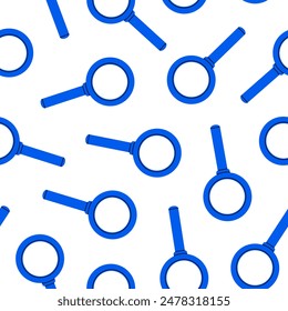 Hand drawn cute cartoon seamless pattern magnifying glass. Flat vector searching optical tool print in doodle. Discover or explore hardware. Data analysis background, wrapping or wallpaper.