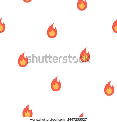 Hand drawn cute cartoon seamless pattern with fire. Flat vector inferno print in doodle style. New idea or startup. Danger caution. Adventure, hiking background, wrapping or wallpaper.