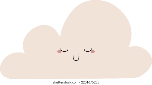 hand drawn cute cartoon vector cloud with face 