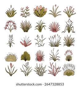 hand drawn cute cartoon vector illustration of a grass plant.
