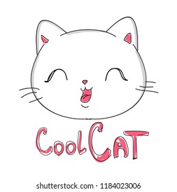 Hand Drawn Cute Cat.