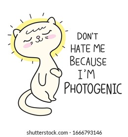 Hand drawn cute cat cartoon for t shirt