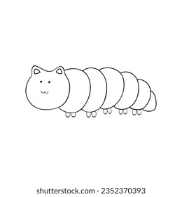 Hand drawn cute cat catterpillar Mascot Character Vector illustration color children cartoon clipart
