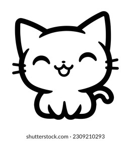 Hand Drawn cute cat in doodle style isolated on background