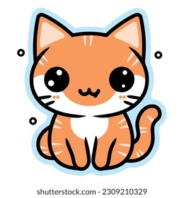Hand Drawn cute cat in doodle style isolated on background