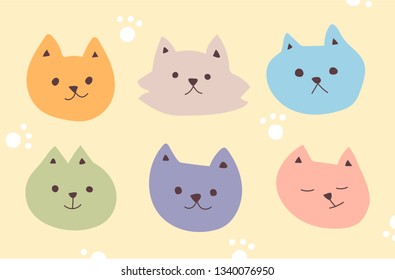 Hand drawn cute cat face
