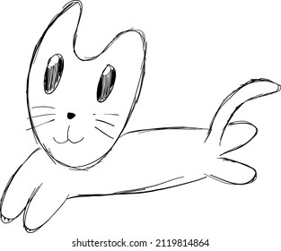 Hand drawn cute cat illustration 