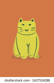 hand drawn cute cat sitting  vector illustration. creative nursery designs for kids room, fabric, wrapping, wallpaper, textile, apparel.