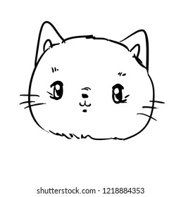 Hand Drawn Cute Cat sketch vector illustration, children print on t-shirt.