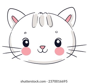 Hand Drawn cute cat sketch vector illustration, Kids Print design, children trend print on t-shirt girl