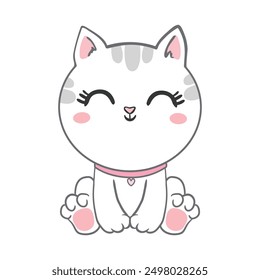 Hand Drawn cute cat sketch vector illustration, Kids Print design, children trend print on t-shirt girl