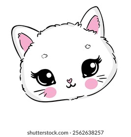 Hand Drawn cute cat sketch vector illustration, Kids Print design, children trend print on t-shirt