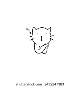 Hand drawn cute cat sleep icon, simple doodle icon