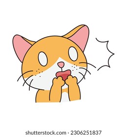 Hand Drawn Cute Cat Sticker Isolated On White Background. Cute Orange Cat Illustration. Cute Cat Kitty, kitten, kawaii, chibi style, emoji, character, sticker, emoticon, smile, emotion, mascot.