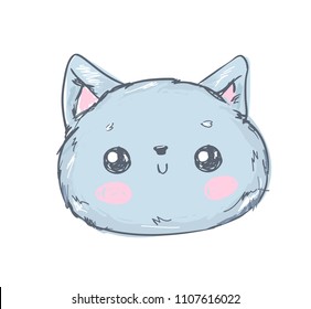 Hand Drawn Cute Cat Vector illustration. 