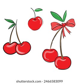 Hand drawn cute cherry vector illustration, sweet berry