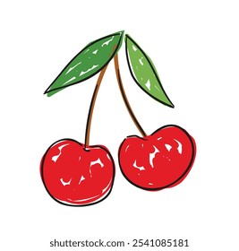 Hand drawn Cute Cherry Vector 