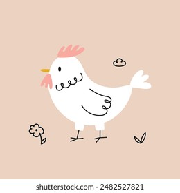 Hand drawn cute chicken vector illustration